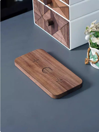 R1CHSOCI3TY Black Walnut Three-in-one Wireless Charger