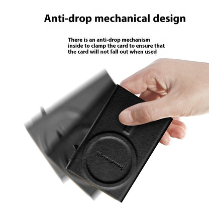 R1CHSOCI3TY Anti-Theft Automatic Pop-up Leather Aluminum Card Holder